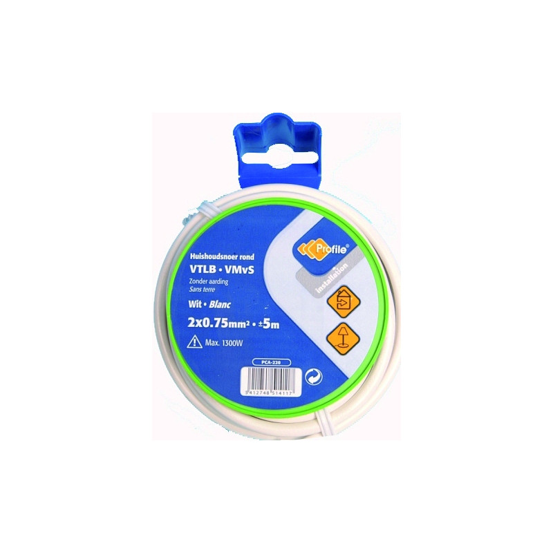 Câble VTLB 2 x 0.75 mm² blanc 5 m PROFILE