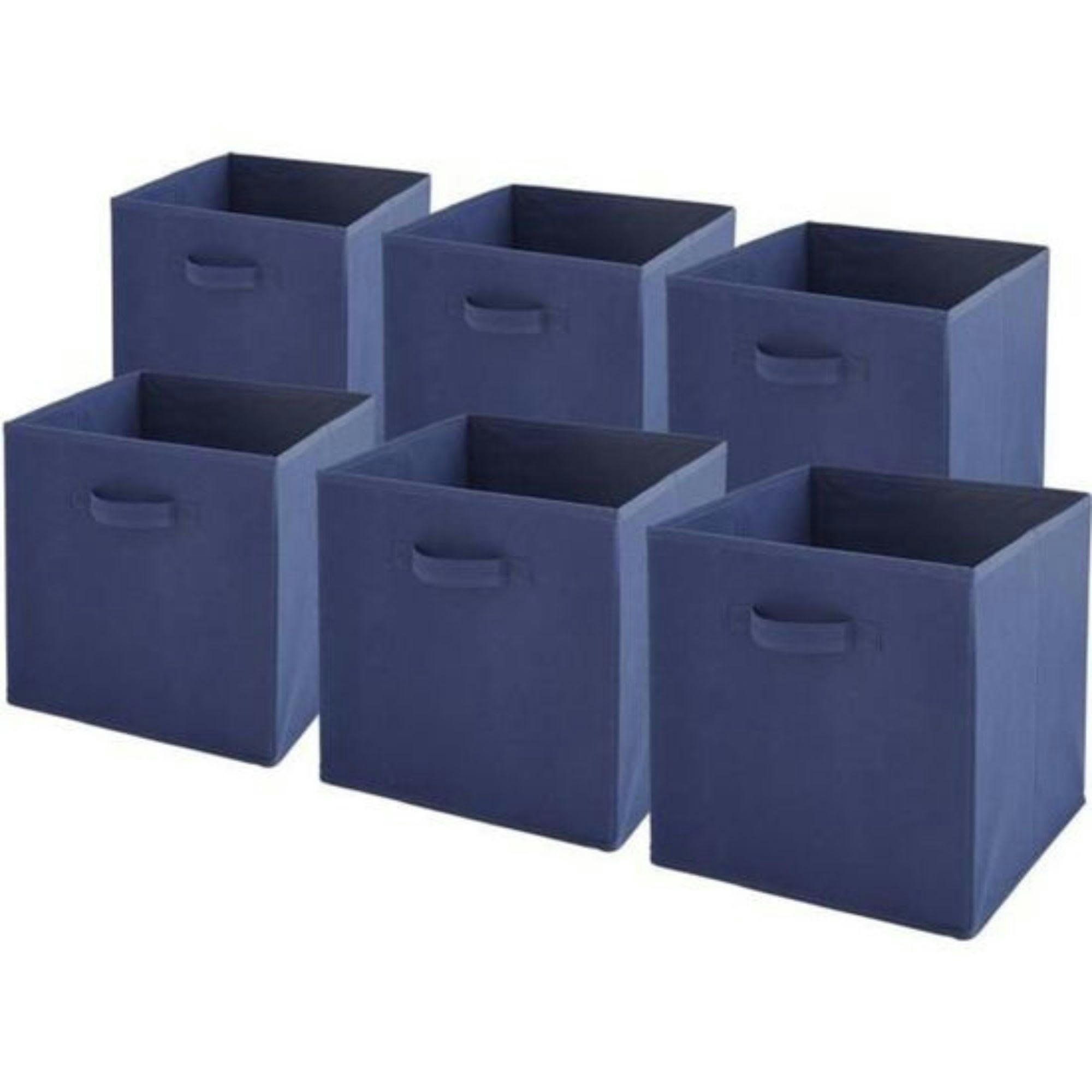 - Lot de 6 paniers  pliables en tissu bleu, 31x31x31cm