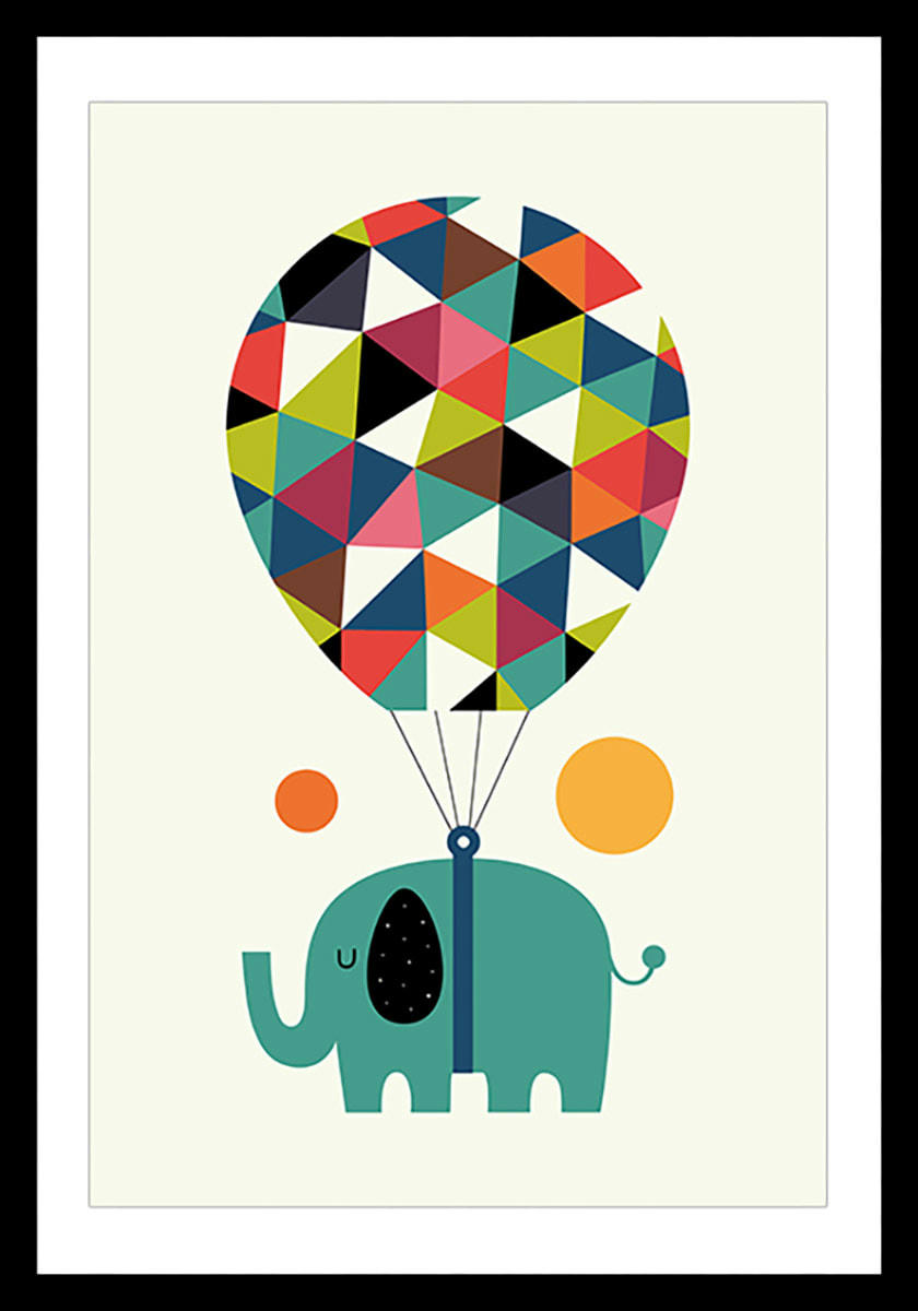 - Affiche enfant hot air balloon jumbo avec cadre noir 30x45cm