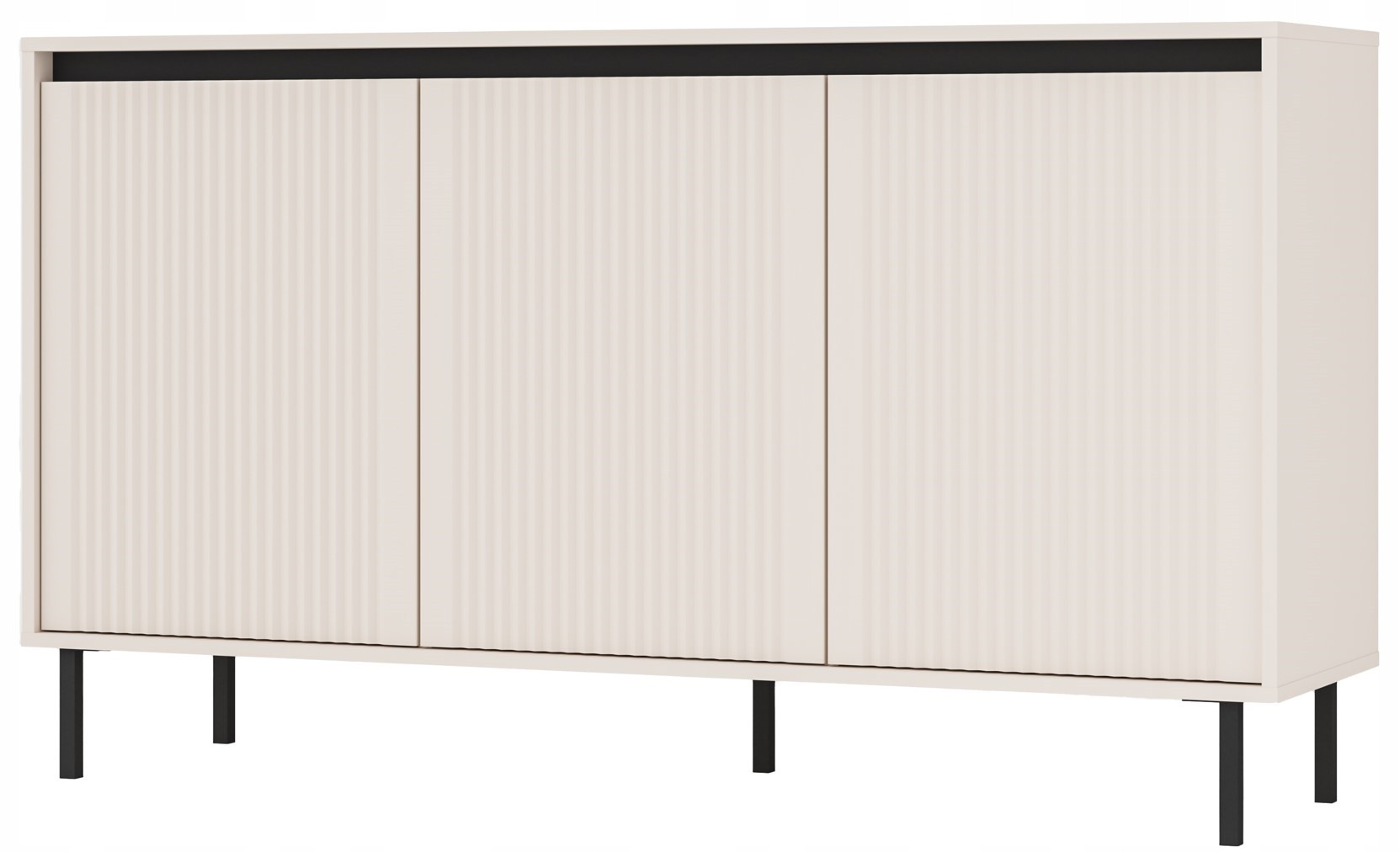 KOMODA GLAMOUR 149 cm RYFLE Nóżki METALOWE 3D BEŻOWA OSAKA