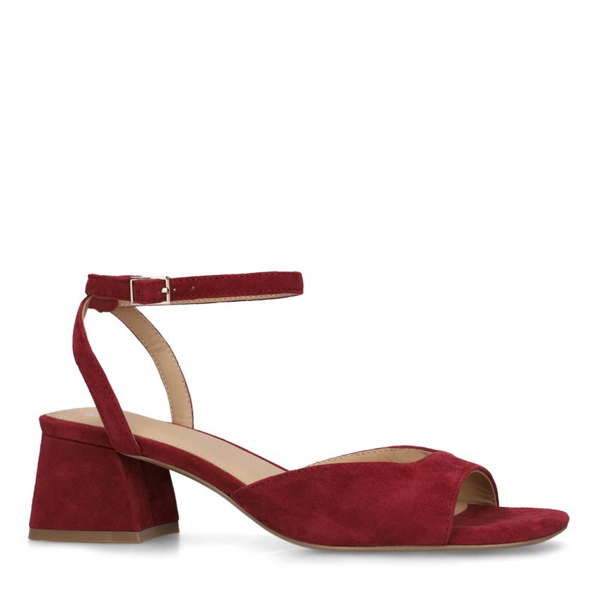 Manfield Bordeaux rode suède slingbacks