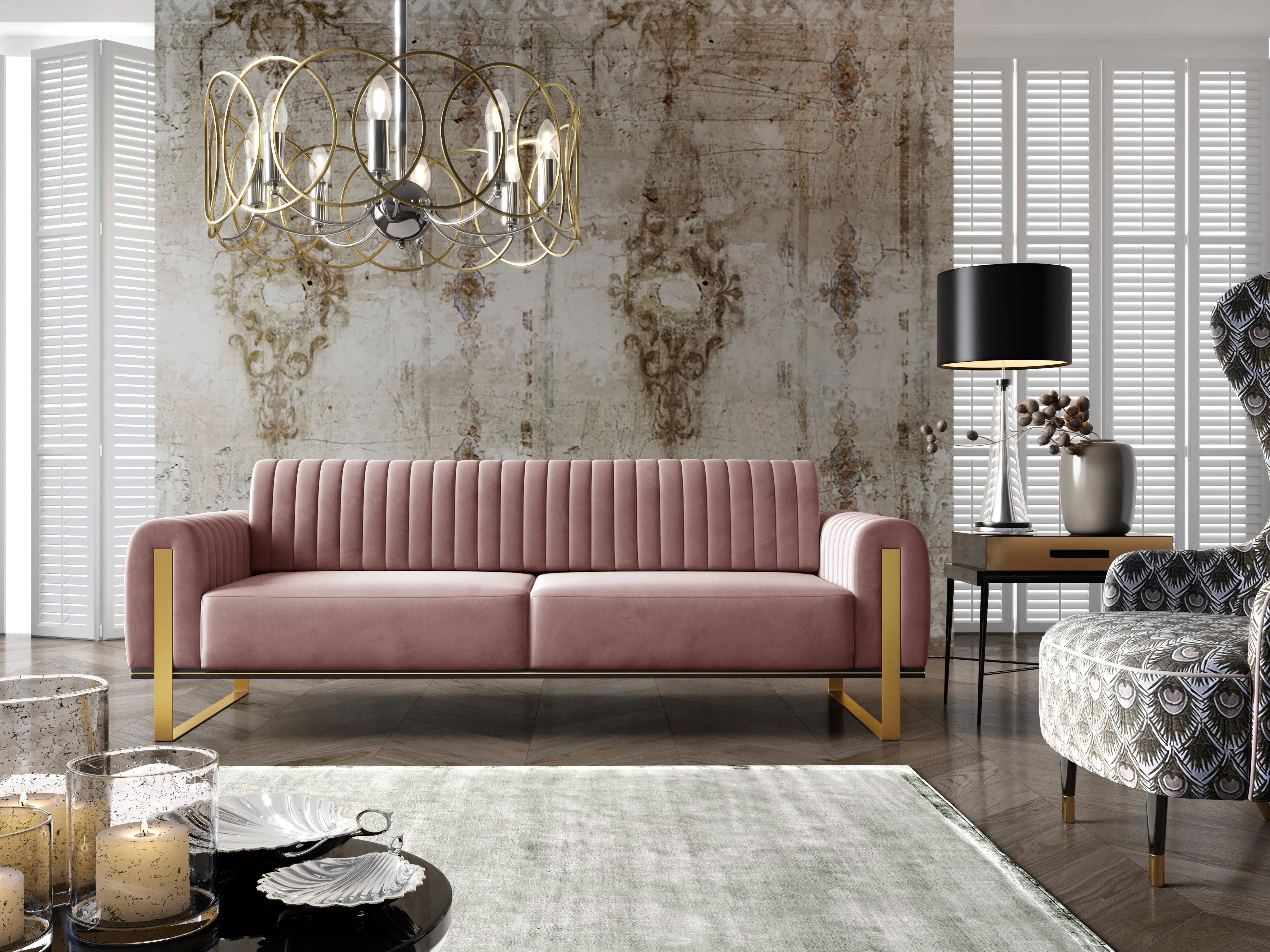 3-zitsbank Nouveau velvet