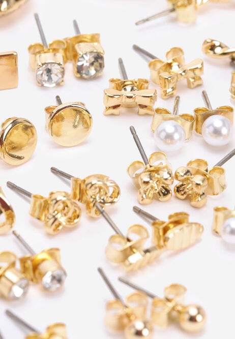 Womens 25pk Gold Stud Earrings