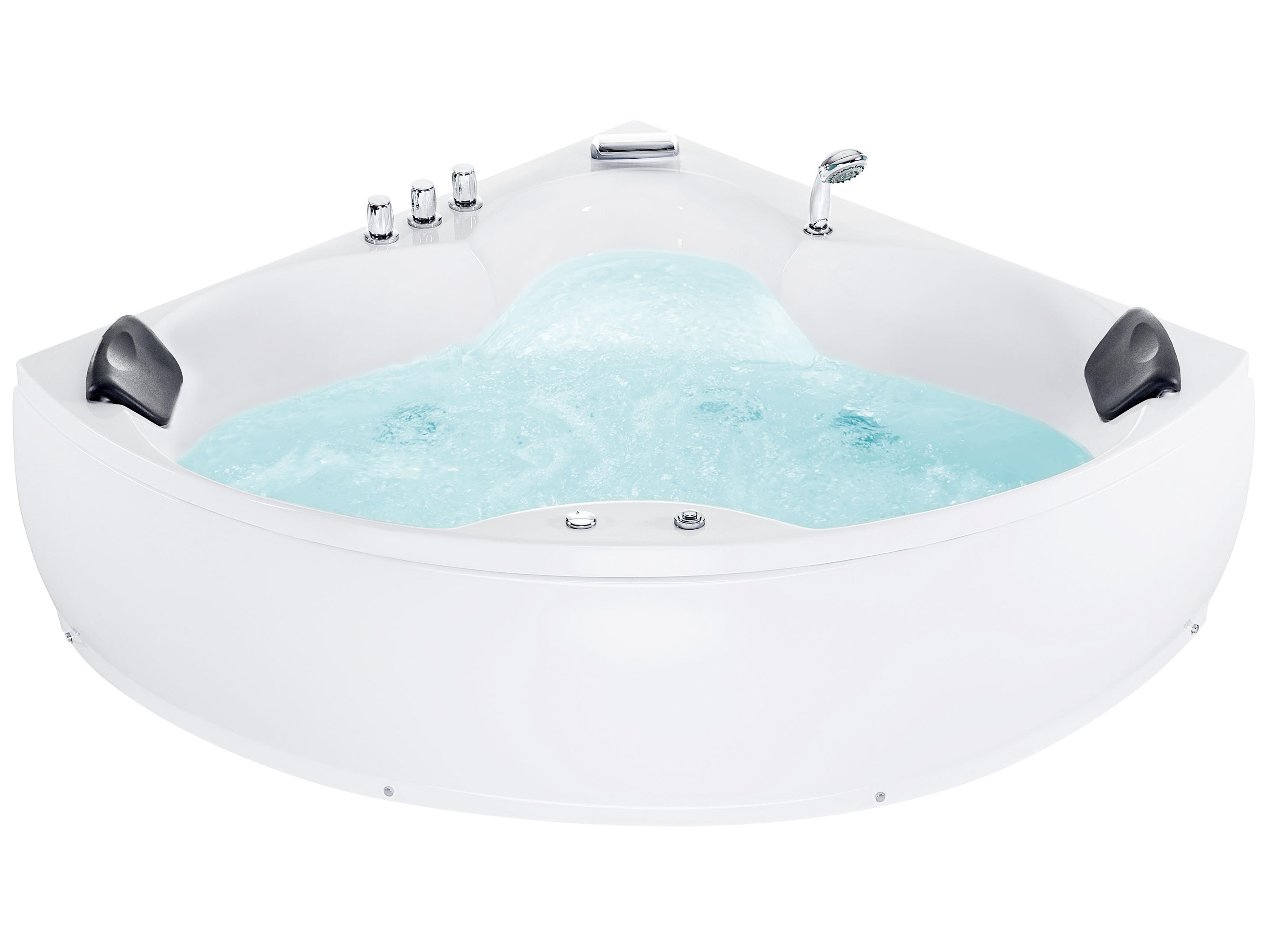 Corner Hot Tub with LED SENADO 2050 x 1500 mm White