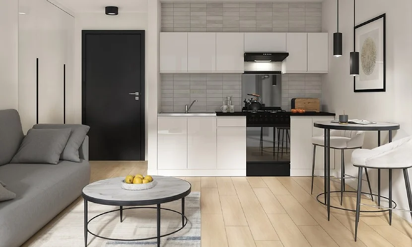 Komplet kuchenny Junona Line 240 cm biały połysk bez blatu