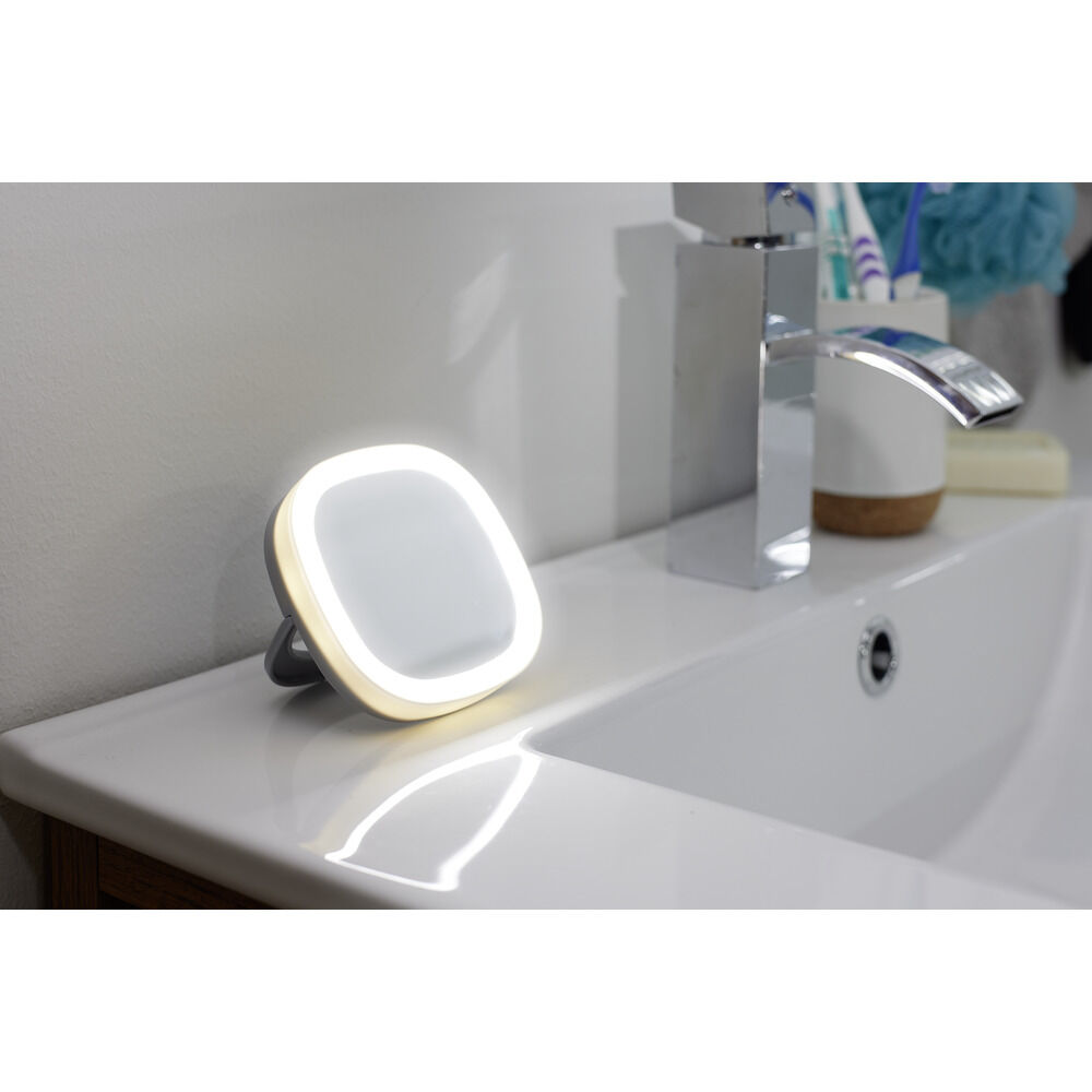 Mini miroir LED carré en plastique et métal 9x9cm