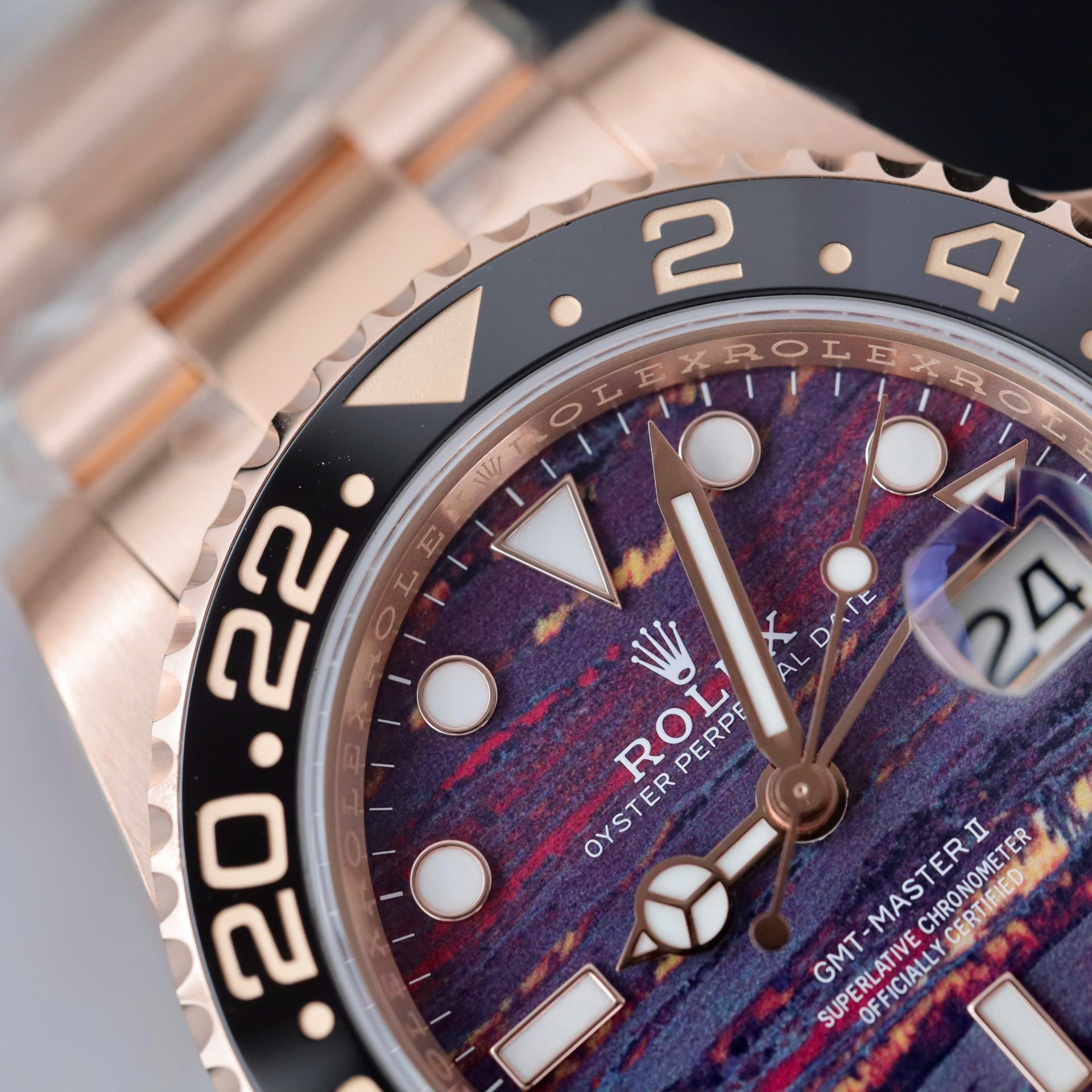 Rolex GMT-Master II 126715CHNR RG Plated Tiger Iron Dial 40mm Oyster Super Clone