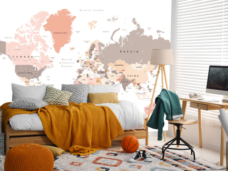 Fototapeta Pastelowa mapa świata 100x70cm