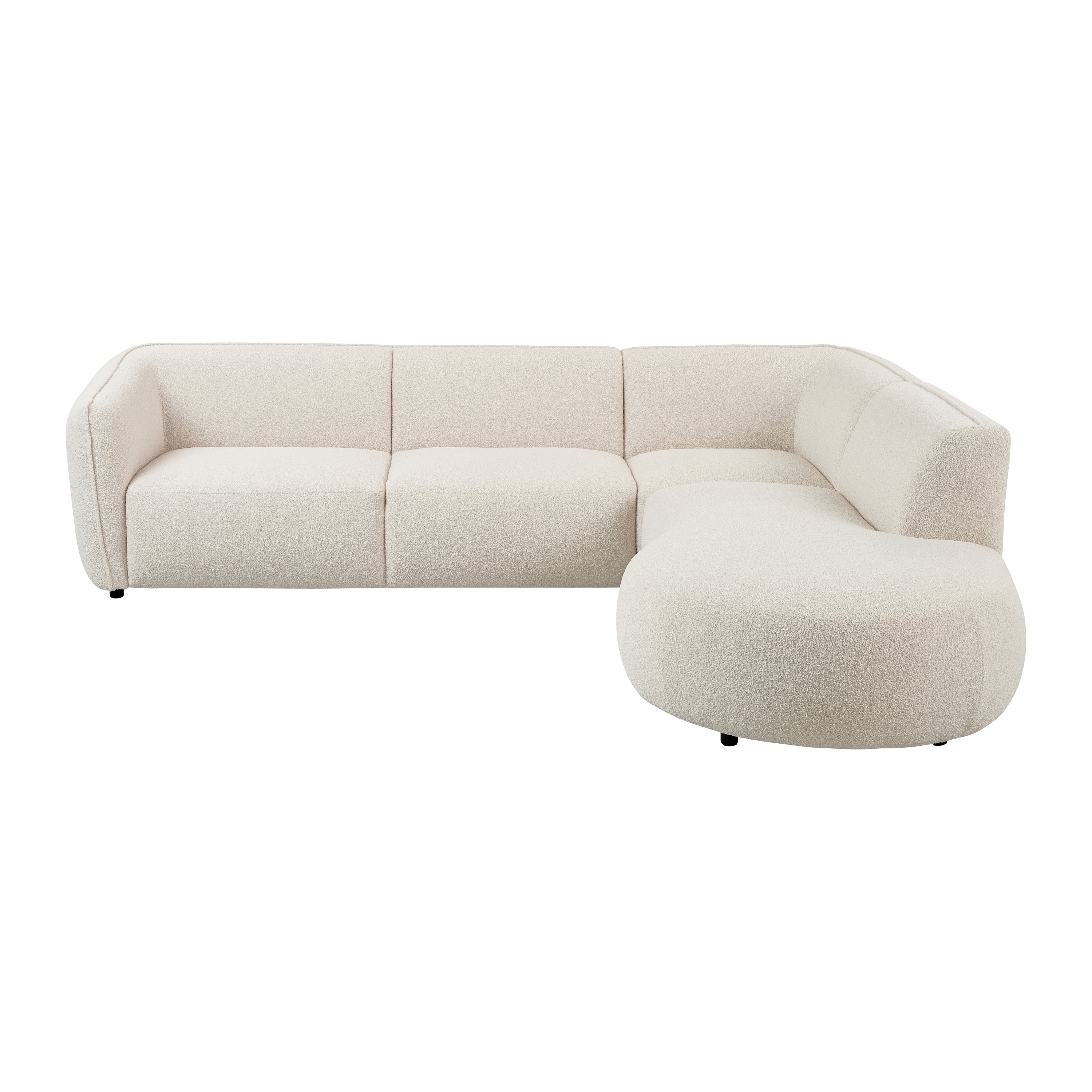 by fonQ Soft Hoekbank Rechts - Open Eind - Bouclé - Crème