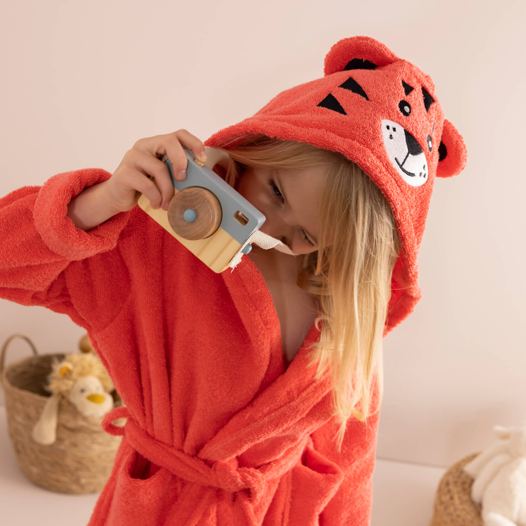 Peignoir de bain enfant personnalisé tigre à capuche