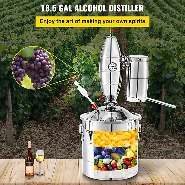 Distillateur d'eau 70 L alambic inox, kit fermentoir 17,5 kg riz, pour boissons/sauce soja.