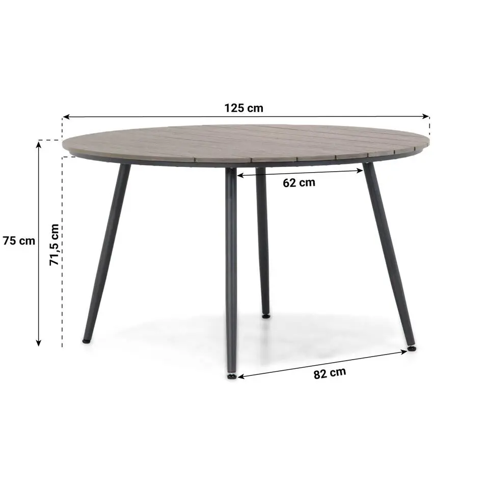 Dining Tuintafel Rond 125 cm Grijs Matale