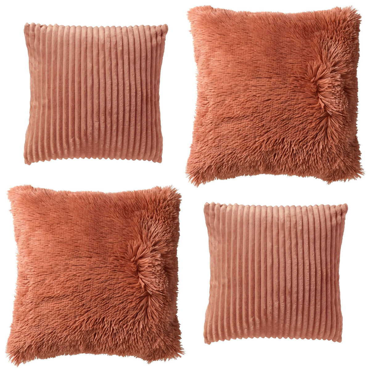 KUSSENSET - 4-delig - Cosy Layers - 60x60 cm, 45x45cm - inclusief binnenkussens - roze