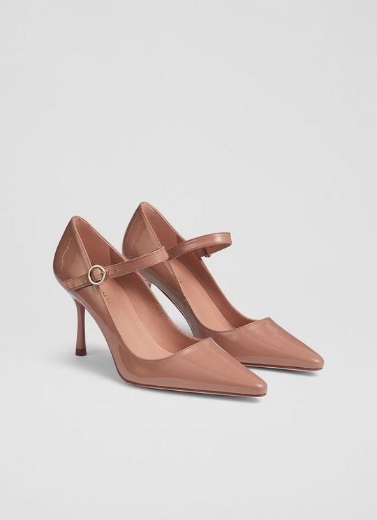 Camille Taupe Patent Mary Jane Courts