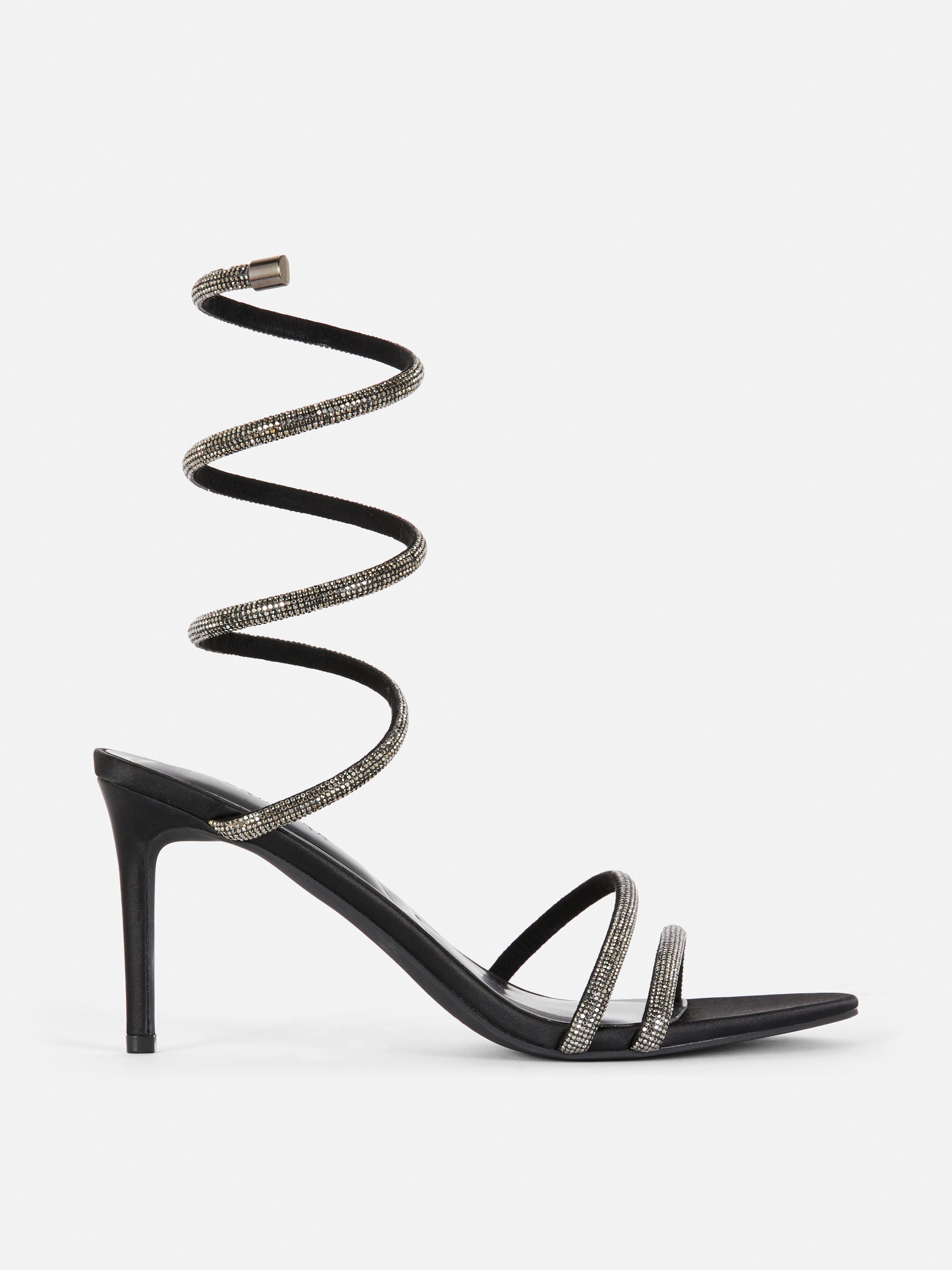 Spiral Diamante Heeled Sandals