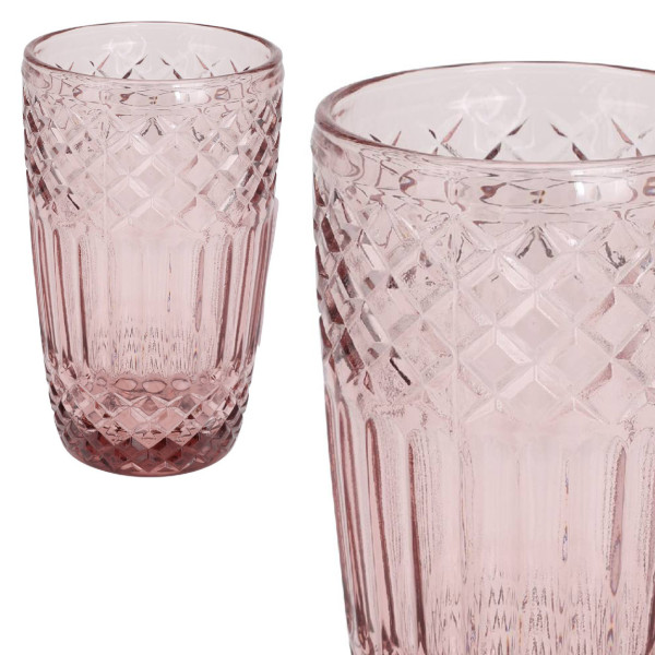 Szklanka do napojów 380 ml różowa z wzorem