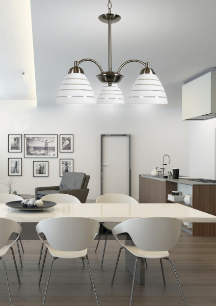 Lampa wisząca srebrno-biała ULI 3xE27x60W wym: 72x45x45 cm Candellux
