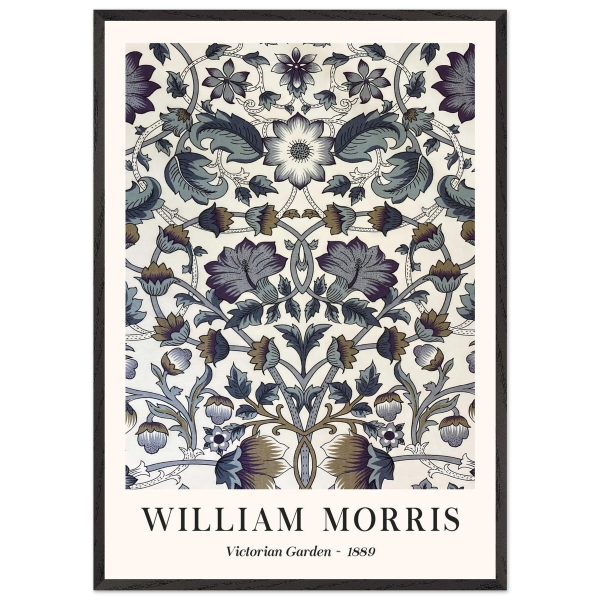 Artfulprints Poster met Lijst William Morris - Victorian garden 1889  - 70x100 cm - Grijs