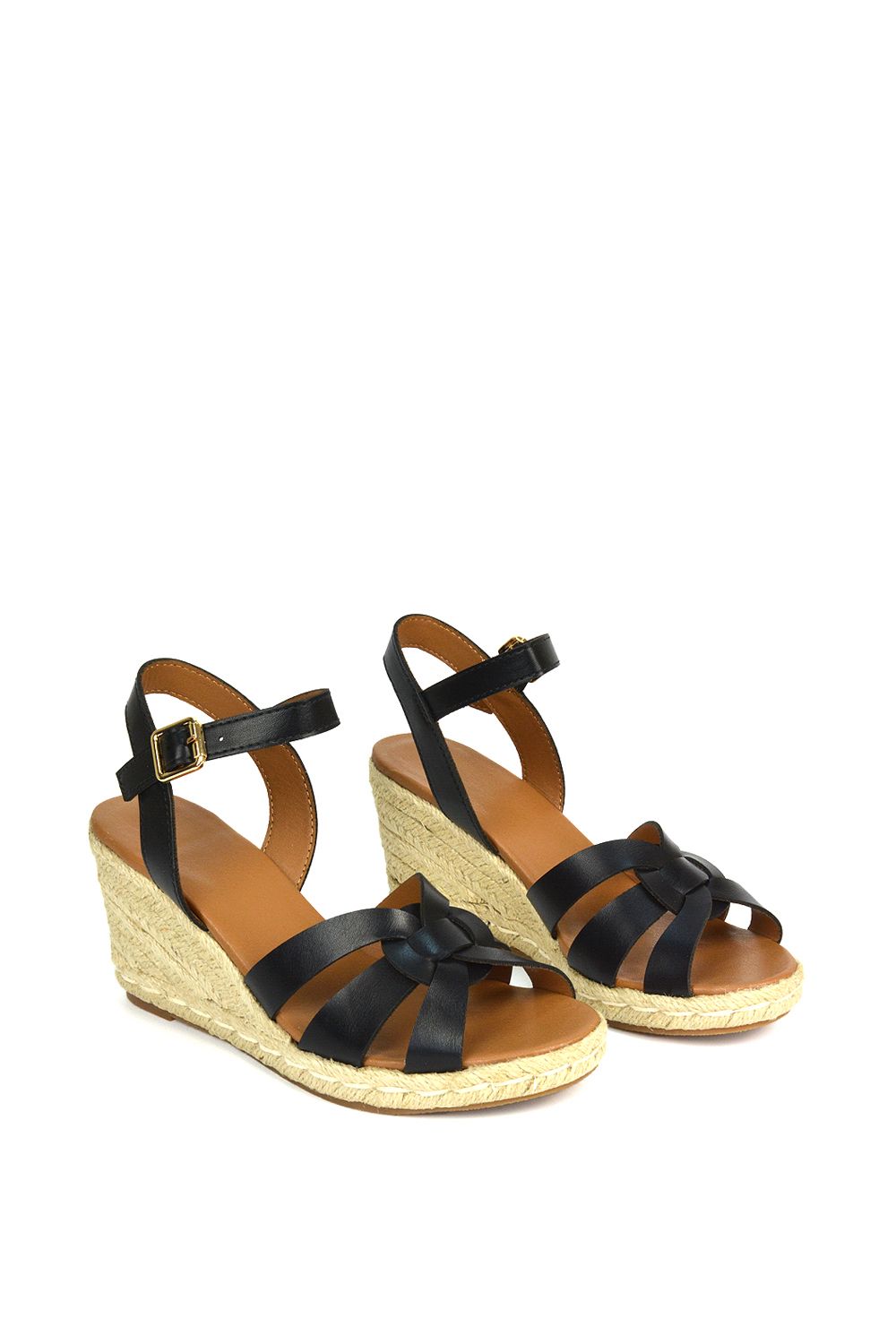 XY London Aisling' Strappy Espadrille Mid Heel Sandal Wedges