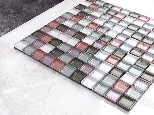 Mosaïque en verre sur filet pour salle de bain ou cuisine 30 cm x 30 cm - Pink Floyd