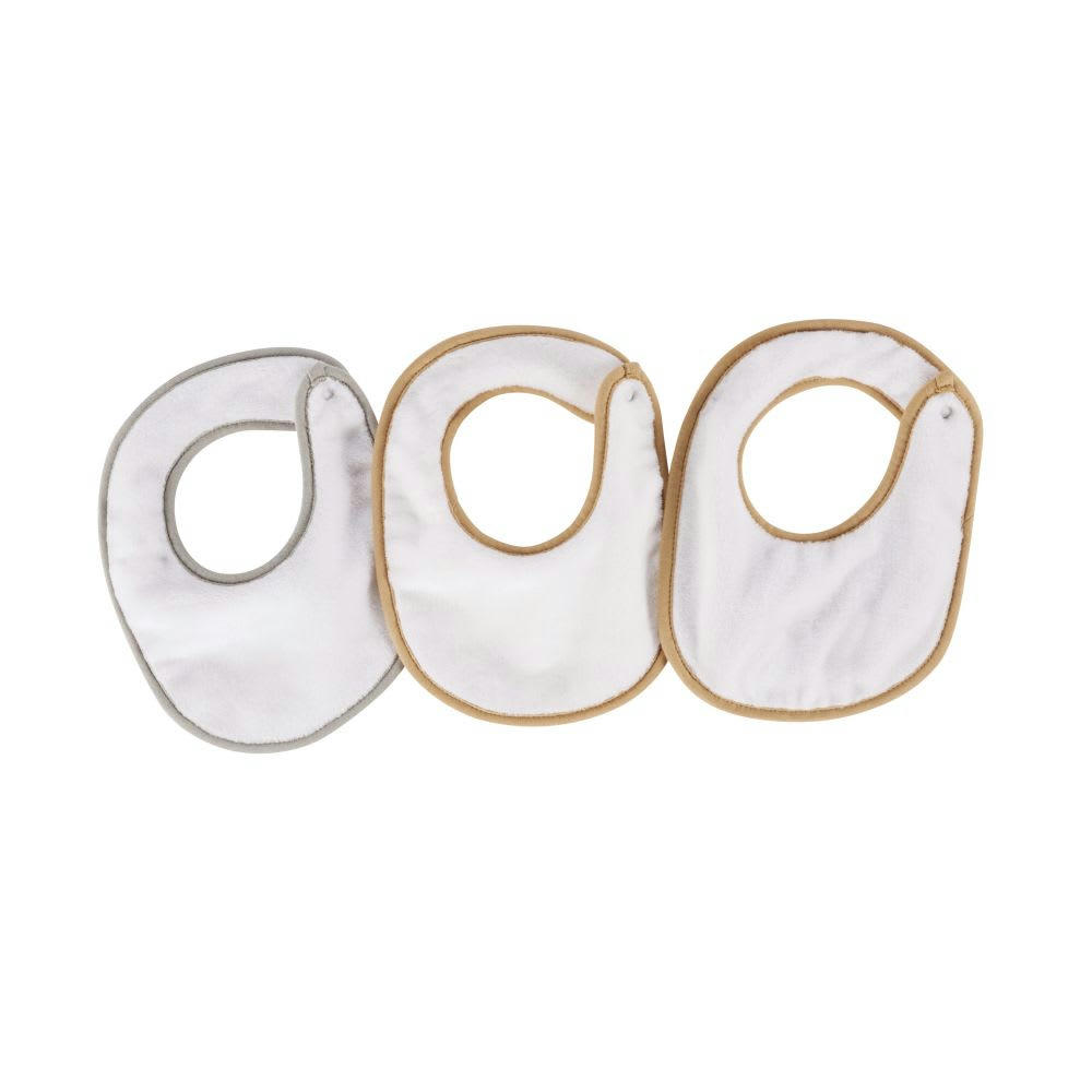 YUMA - Bavoirs blancs imprimé dinosaures, marron imprimé écailles et vert kaki (x3)