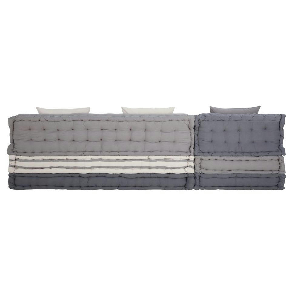 Iroise - Banquette d'angle modulable 6 places en coton gris