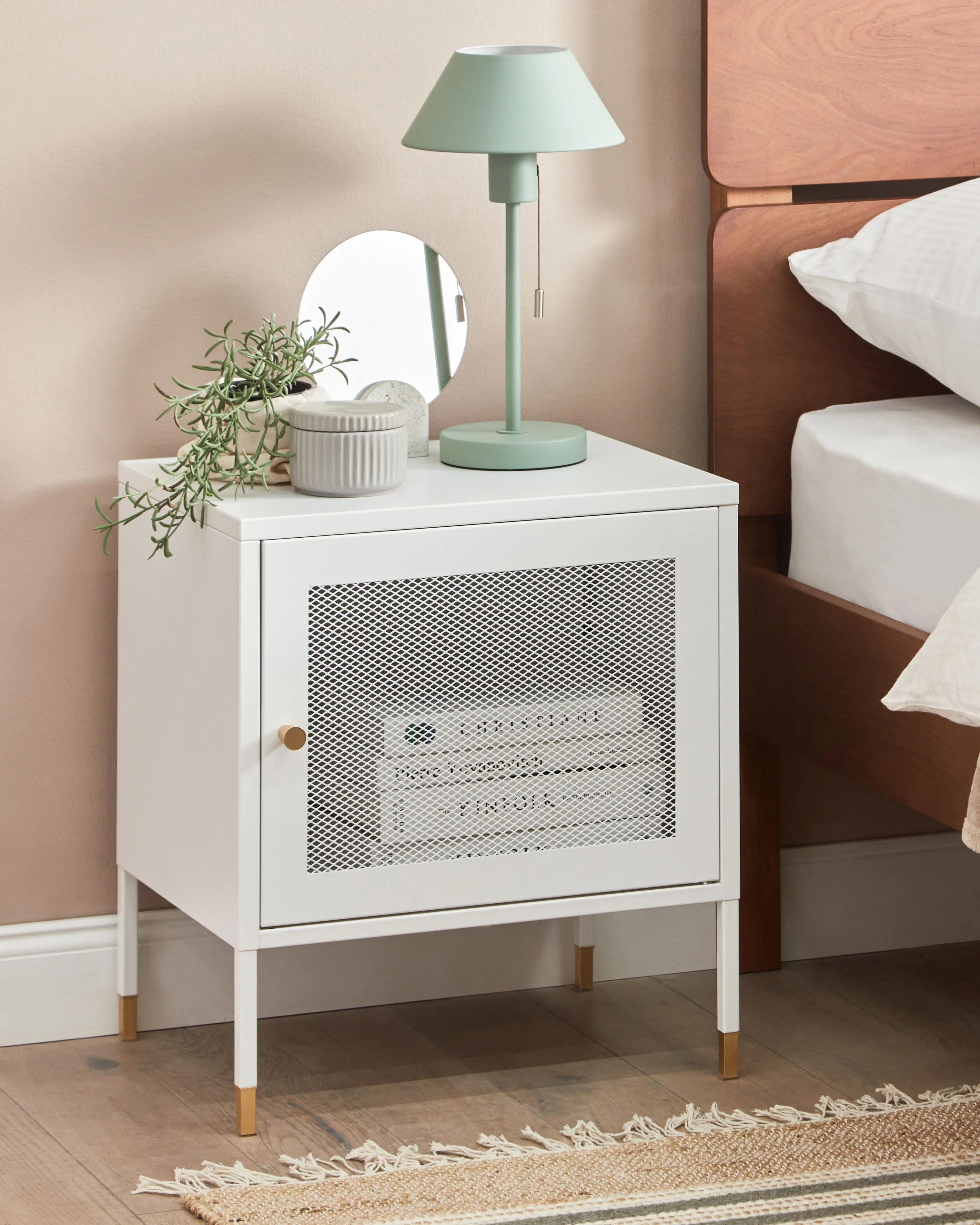 Bedside Table OSSETT Metal White