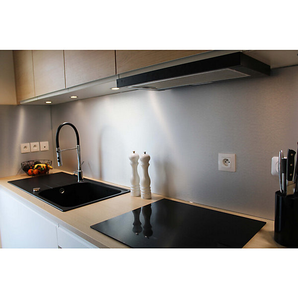 Crédence réversible aluminium brossé/brut 200x100x0.3cm   3 profils finition U, ep.3mm, l.100cm, L.200cm
