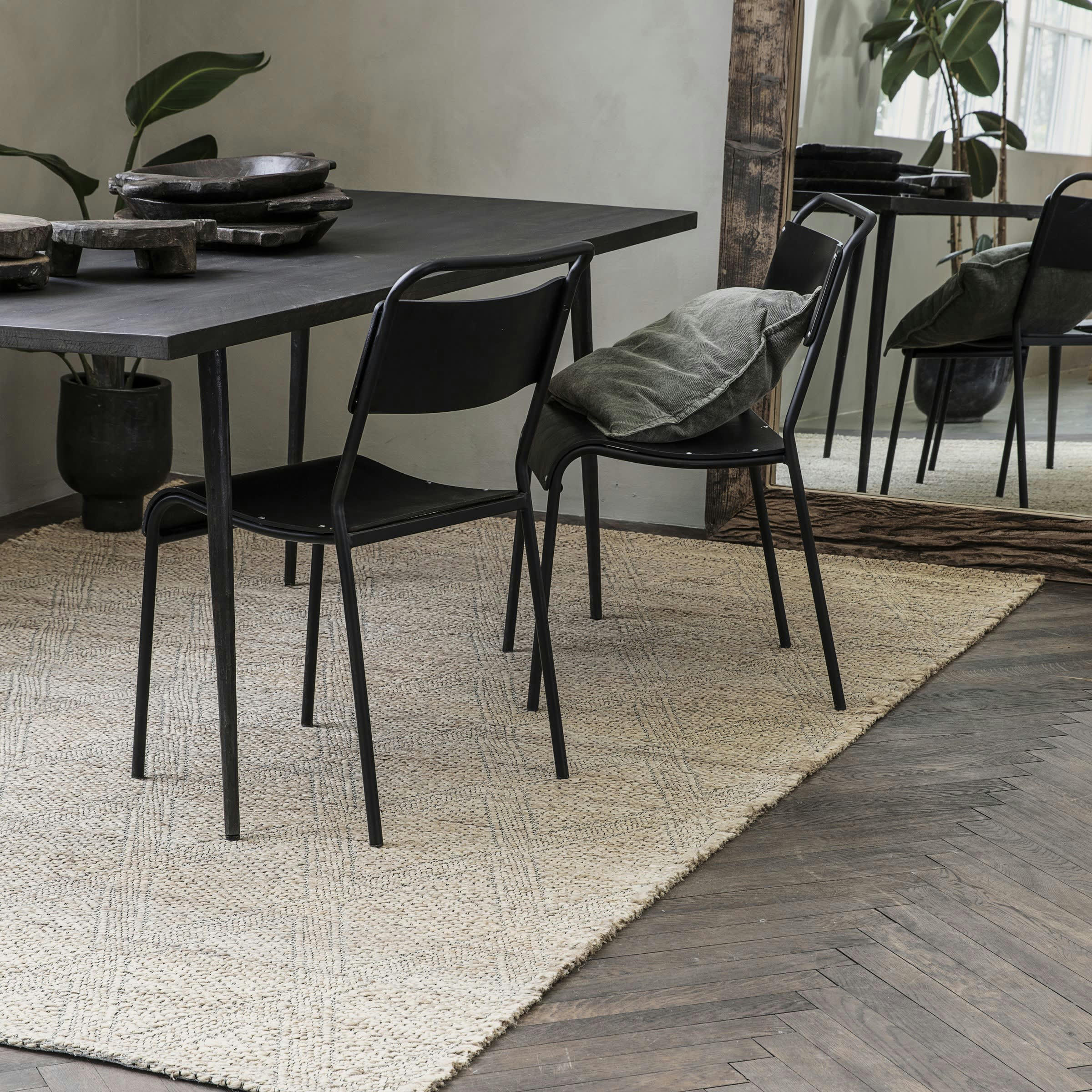 MARA - Grand tapis en tissu beige 300x200 cm