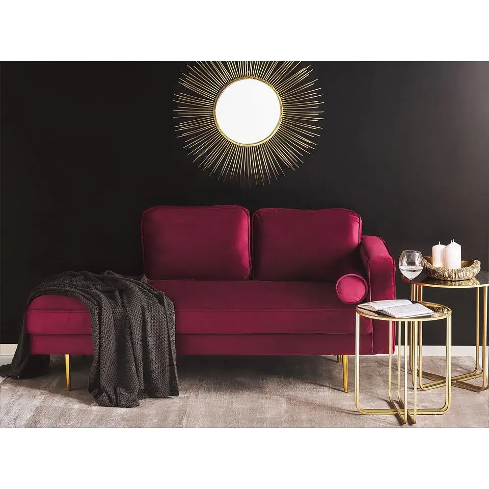 MIRAMAS - Chaise longue - Rood - Rechterzijde - Fluweel