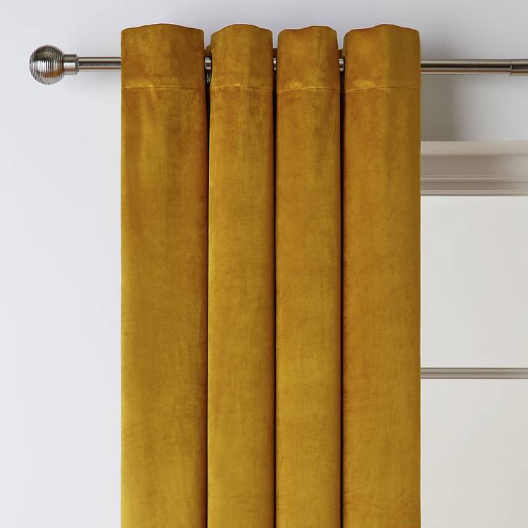 Habitat Dimout Eyelet Curtains - Mustard -117x137cm