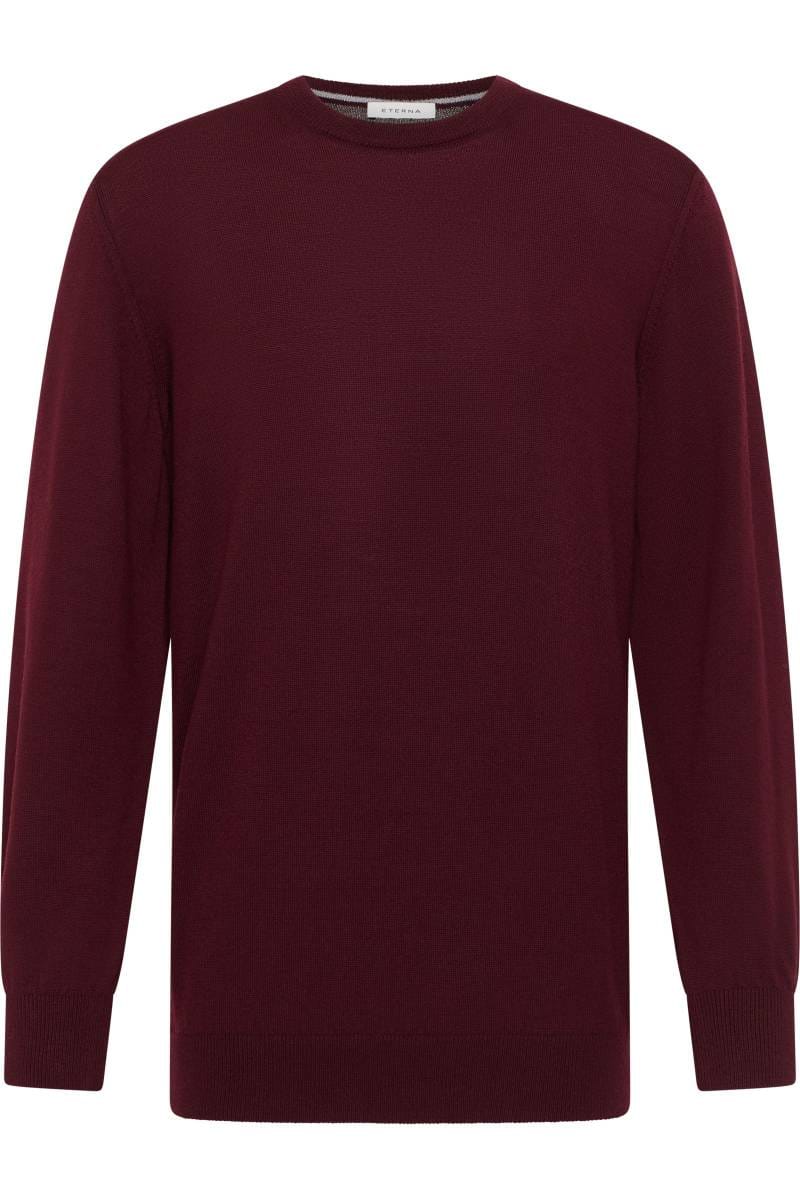 ETERNA Regular Fit Pullover Rundhals Campari, Einfarbig