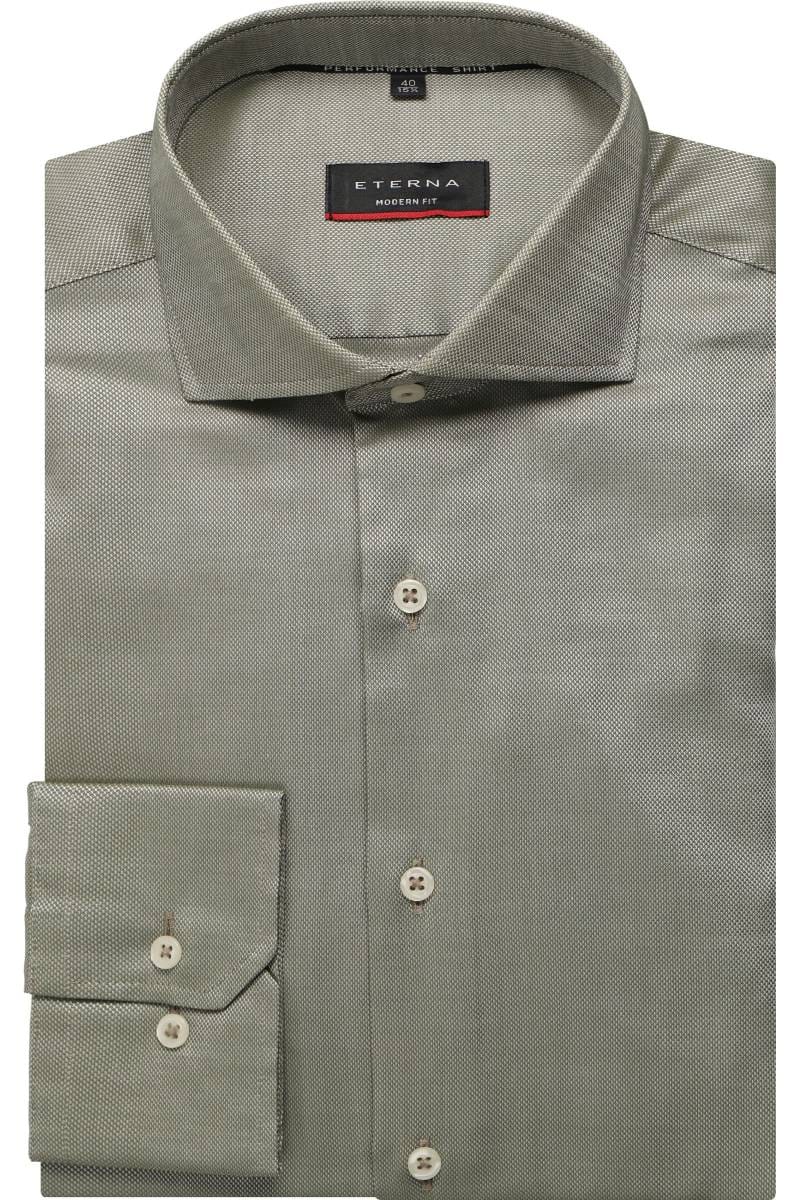 ETERNA Modern Fit Tencel Hemd grün, Strukturiert
