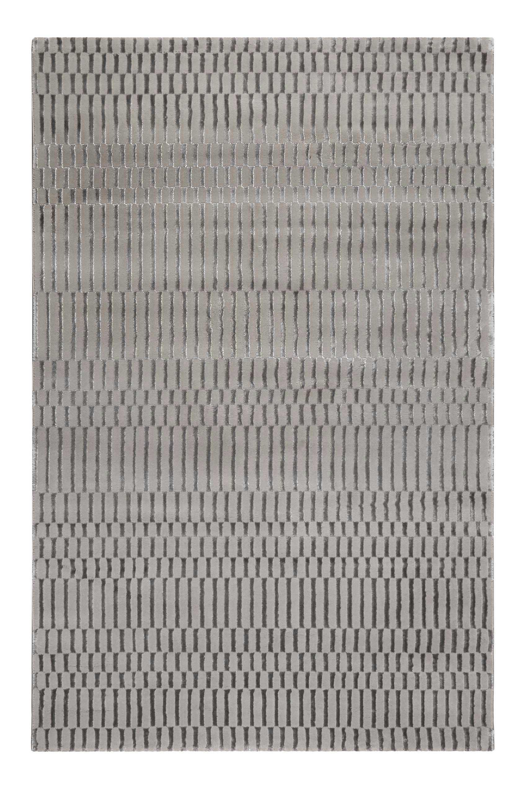 LINN - Tapis plat à motif et relief tons de gris 80x150