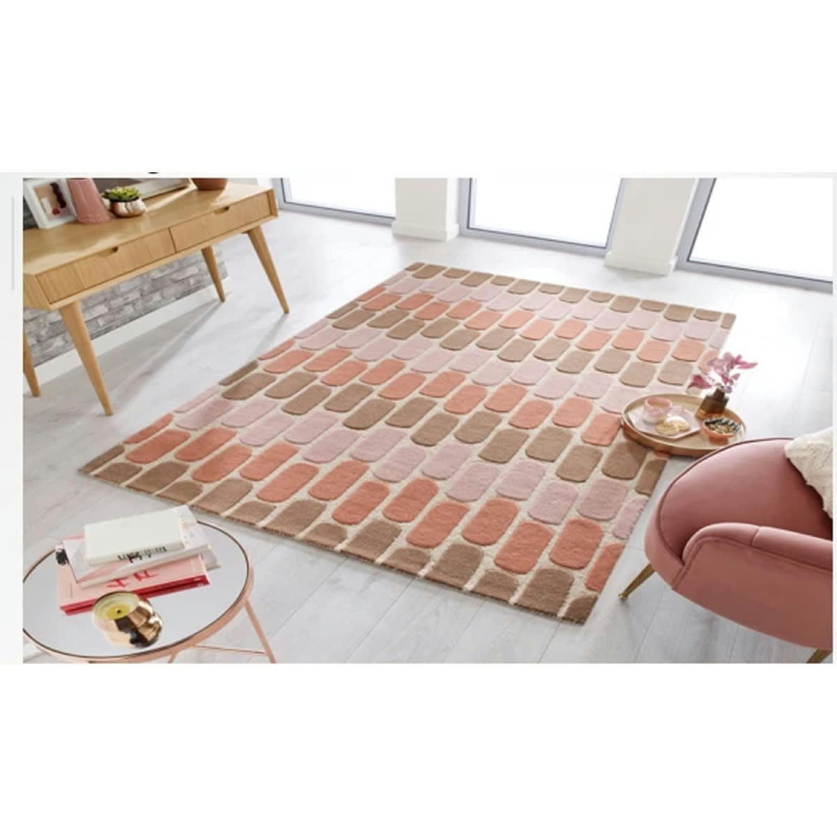 RELIC - Tapis de salon en laine rose 160x230 cm