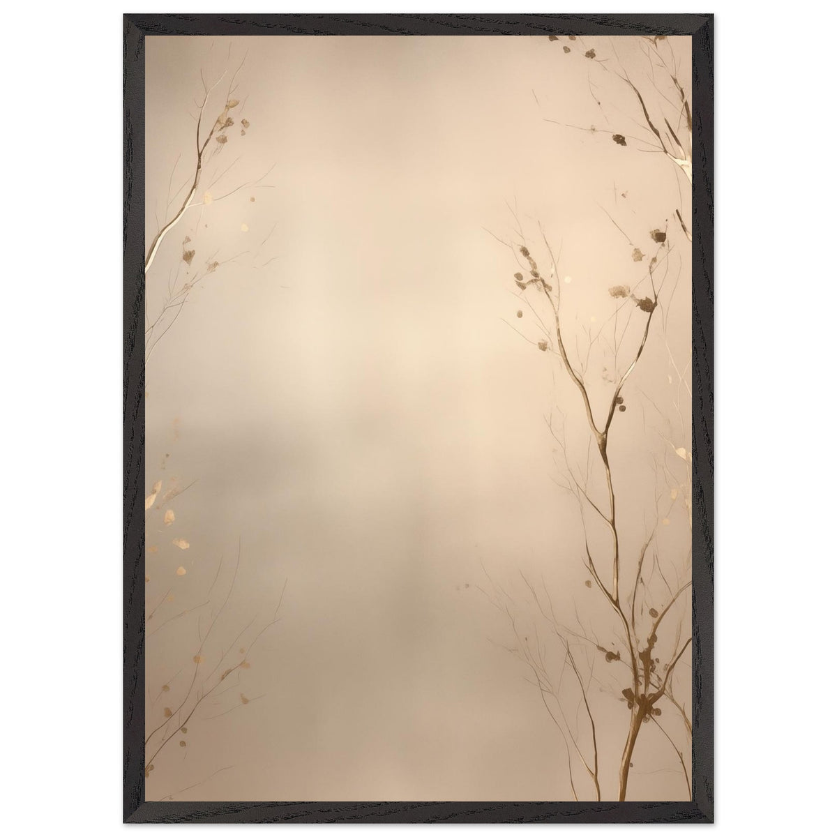 Artfulprints Poster met Lijst Abstract - Golden leafs  - 50x70 cm - Goud