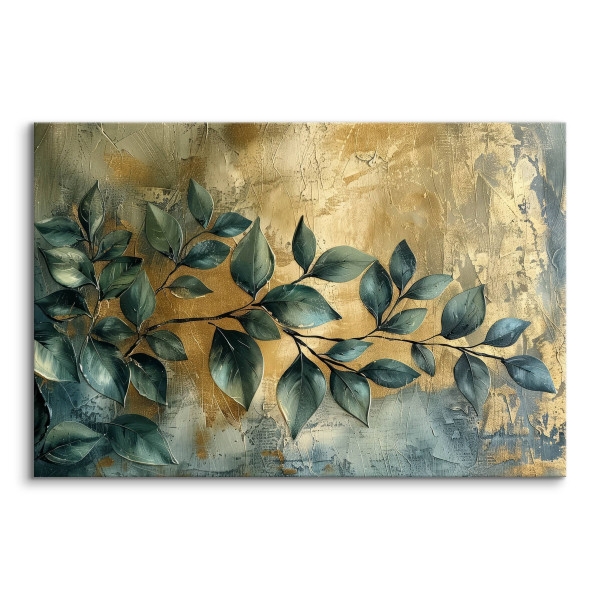 Obraz Liście Gałązki Elementy Złota Styl Glamour 30x20cm