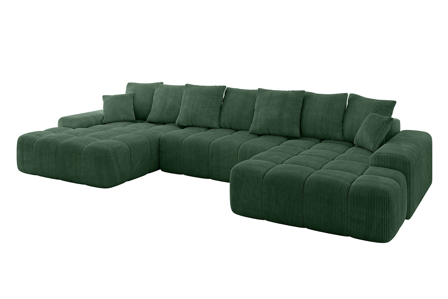 Narożnik z funkcją spania i pojemnikiem ENSI-U 353x164x69 cm Zielony