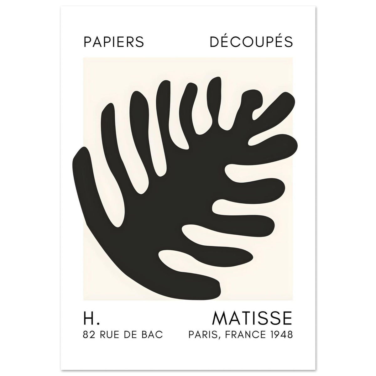 Artfulprints Poster Matisse – Coral bloom black  - 70x100 cm - Zwart