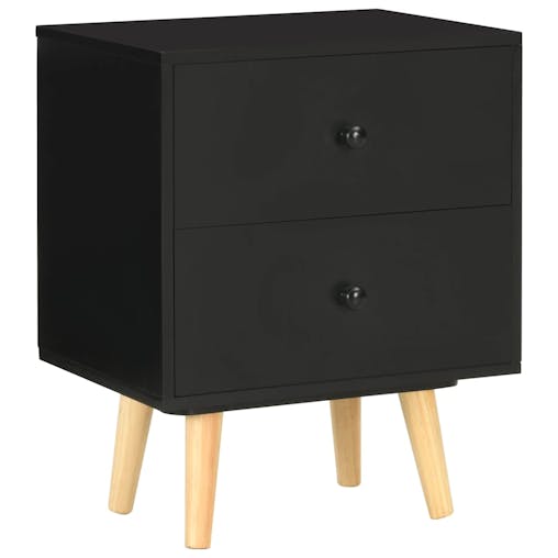 NNEVL Bedside Cabinets 2 pcs Black 40x30x50 cm Solid Pinewood