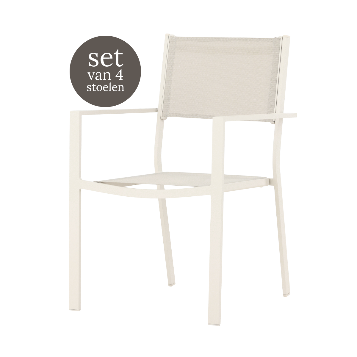 Nest outdoor Narda aluminium tuinstoel beige - met armleuningen - set van 2