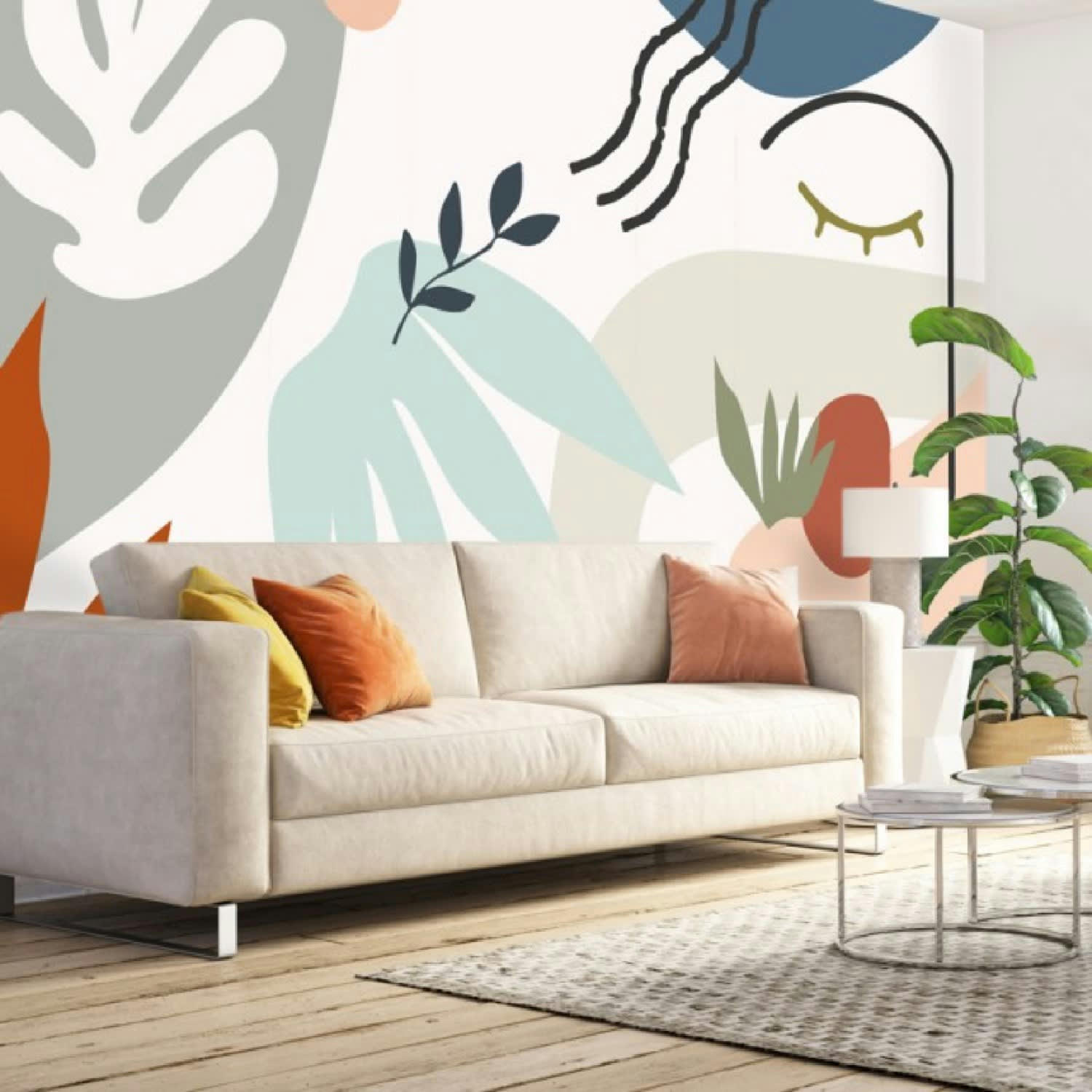 FACE - Papier Peint Panoramique L432xH270cm Multicolore Géométrique