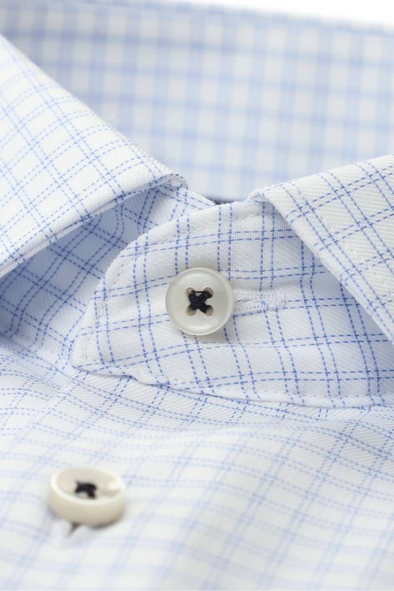 ETERNA Modern Fit Hemd blau, Kariert (extra langer Arm)