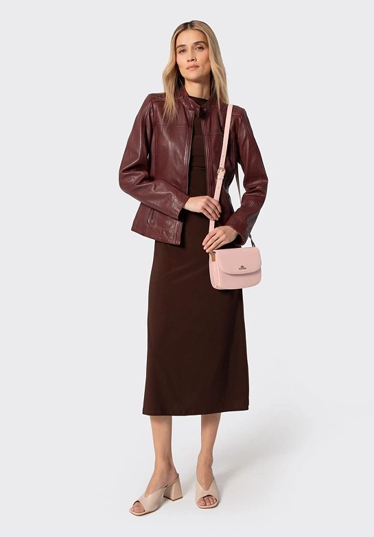 Damska crossbody ze skóry naturalnej różowa