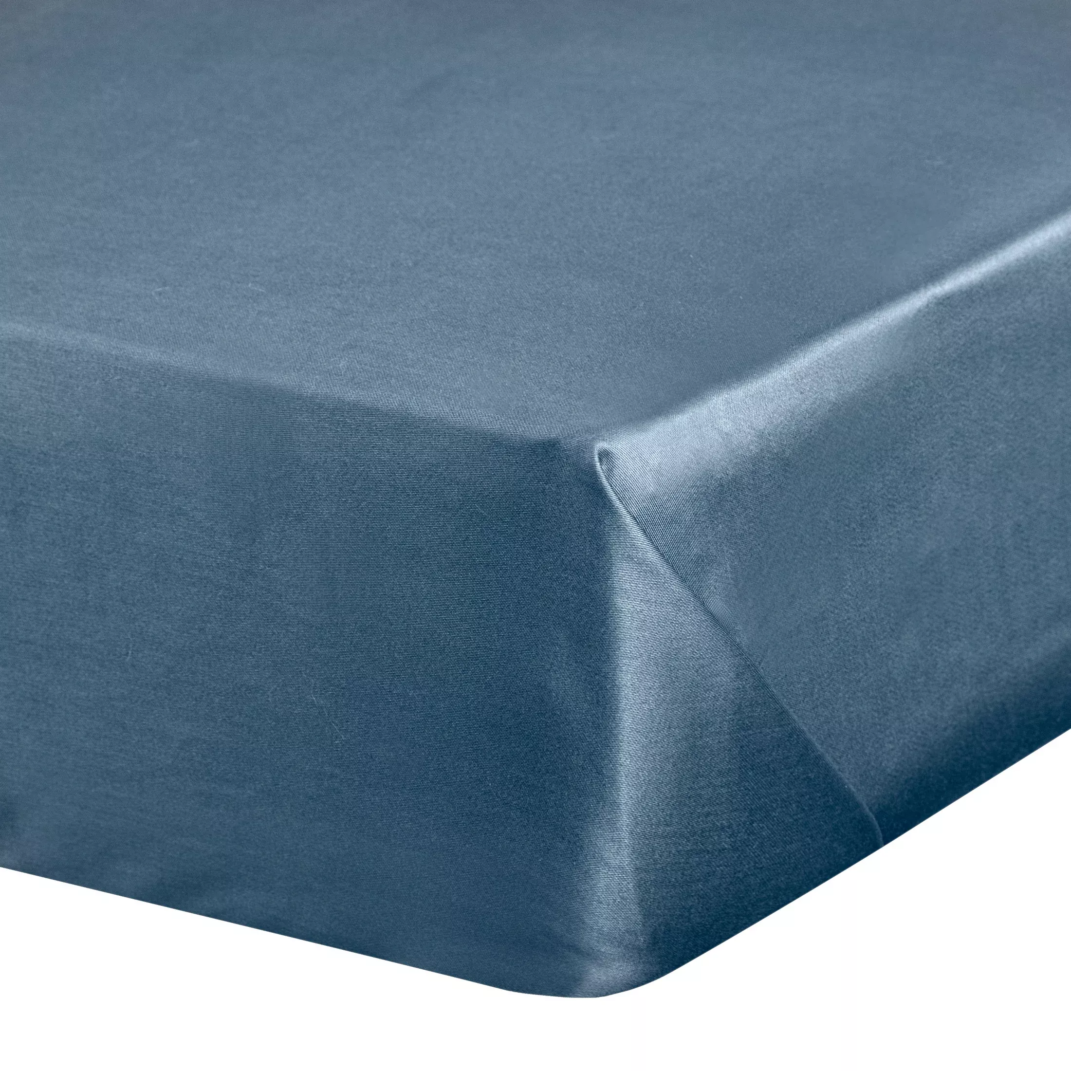 Prześcieradło bez gumki 160x210 cm z satyny bawełnianej kolor ciemnoniebieski 125 g/m2 DINA Diva Line