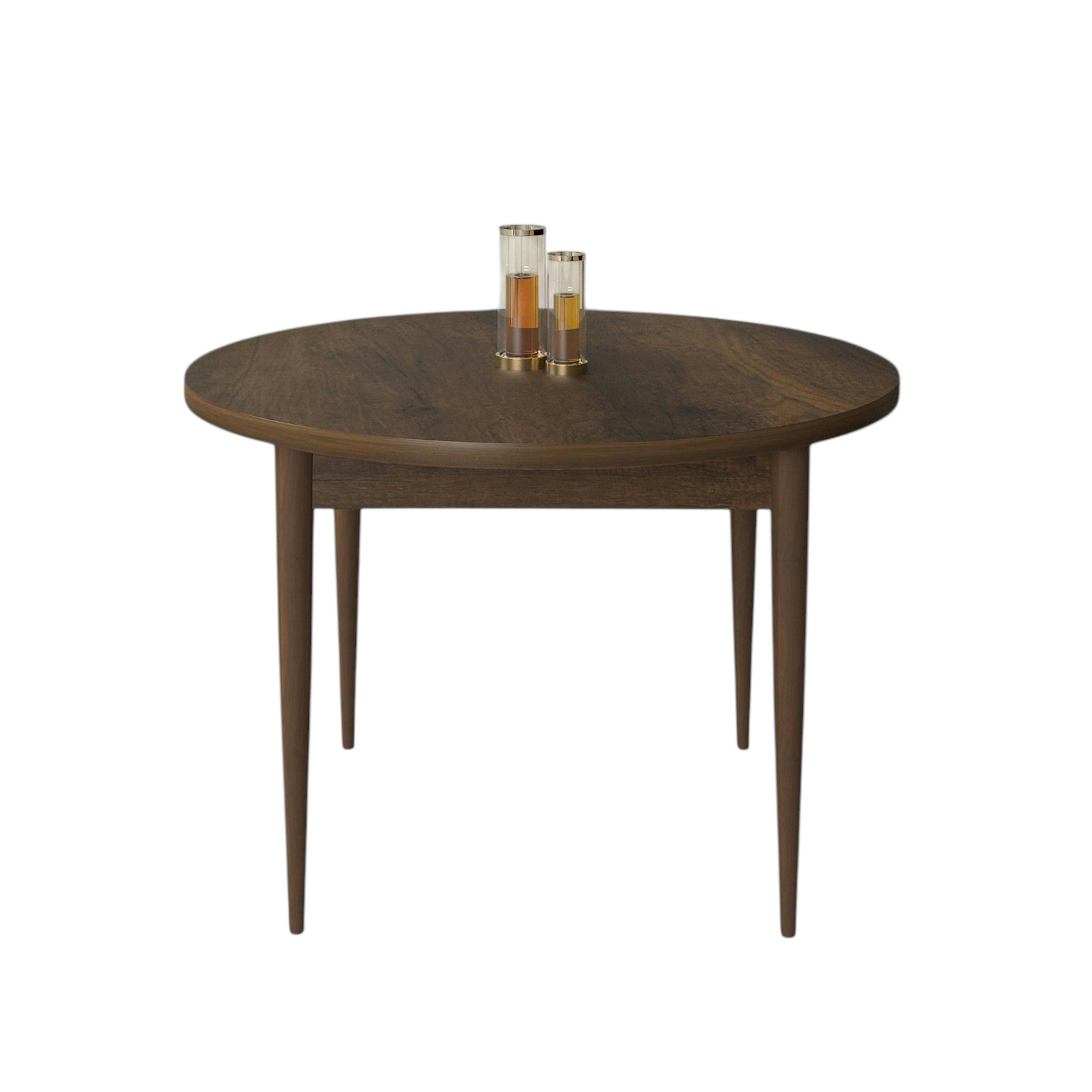 Table à manger ronde effet bois foncé Ø90 cm LUNOR