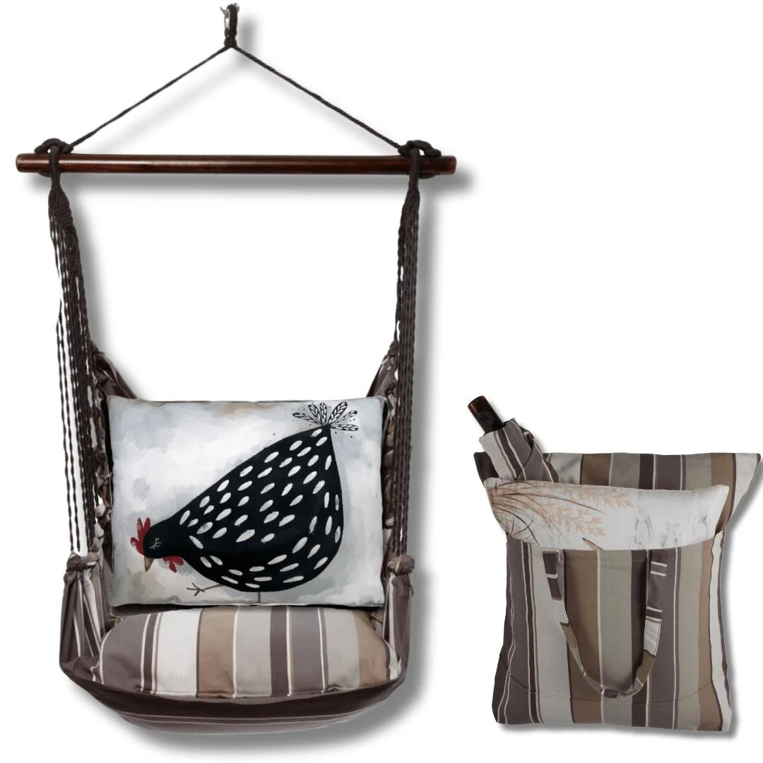 Magnolia Casual Swing Set 4 piece - Slate Gray Stripe w/ Good Chick
