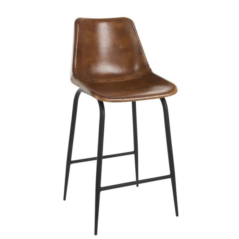 CUIR - Tabouret cuir/métal brun H100cm
