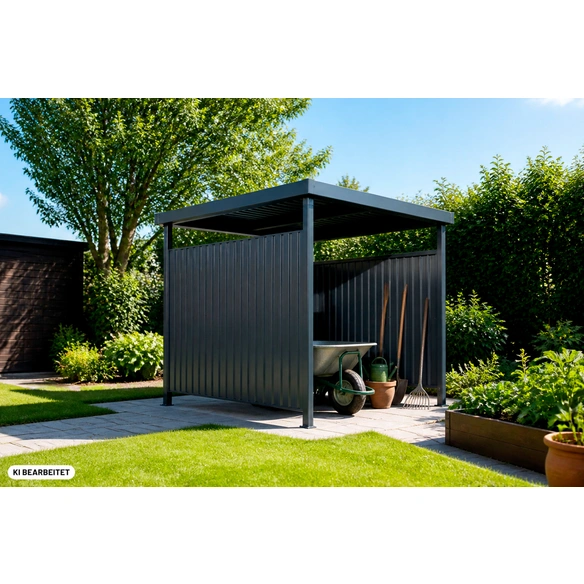 Unterstand, 4 m², anthrazit, mit Wasserablaufsystem