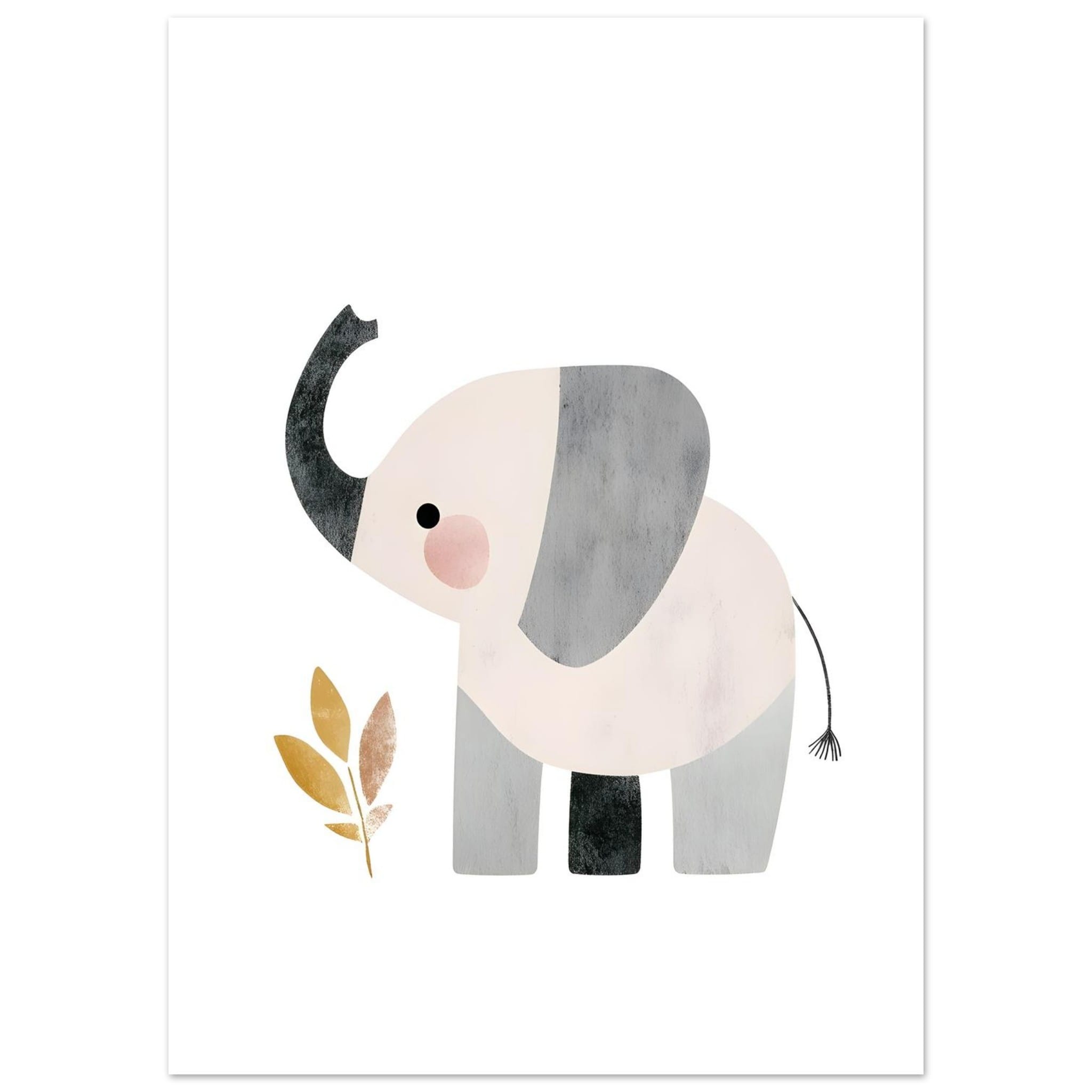 Artfulprints Poster Lieve olifant in aquarel  - 50x70 cm - Grijs